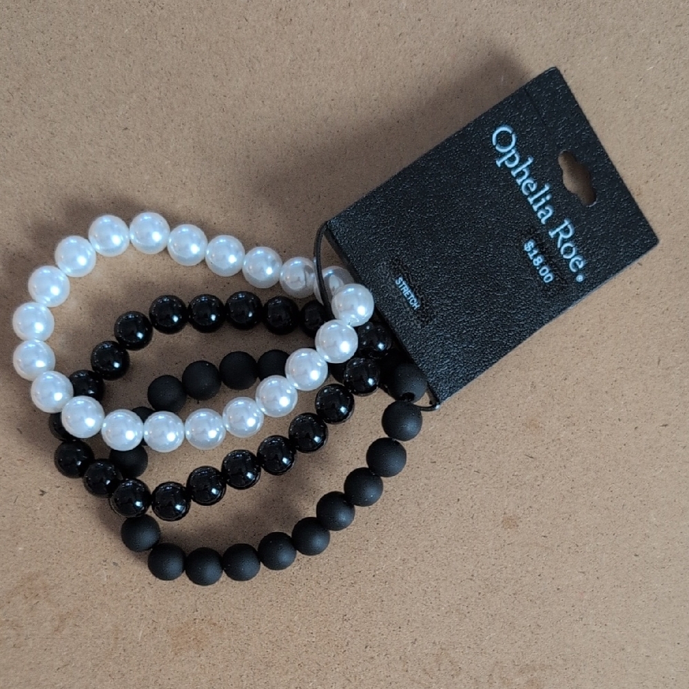 Ophelia Roe Elegant Black and White Bracelet Set